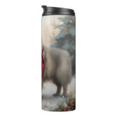Keeshond Hond in Sneeuw Kerstmis Thermosbeker (Geroteerd rechts)