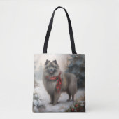 Keeshond Hond in Sneeuw Kerstmis Tote Bag (Voorkant)