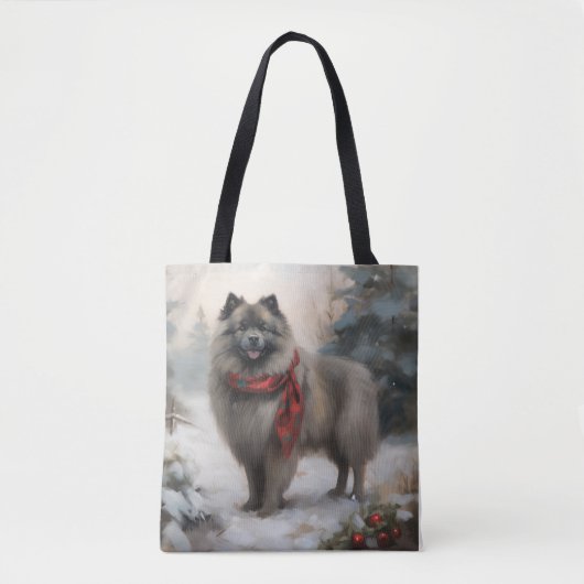Keeshond Hond in Sneeuw Kerstmis Tote Bag (Voorkant)