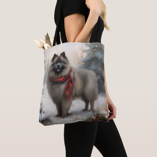 Keeshond Hond in Sneeuw Kerstmis Tote Bag (Dichtbij)