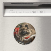 keeshond hond Kerst Feestelijk  Magneet (Insitu (Vaatwasser))