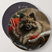 keeshond Hond Kerst Feestelijk Ronde Button 6,0 Cm (Voorkant /achterkant)