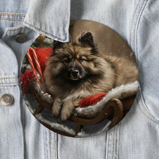 keeshond Hond Kerst Feestelijk Ronde Button 6,0 Cm (In situ)