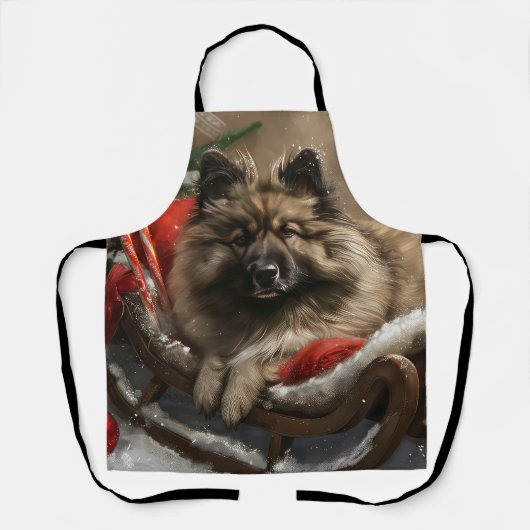 keeshond Hond Kerst Feestelijk  Schort (Voorkant)