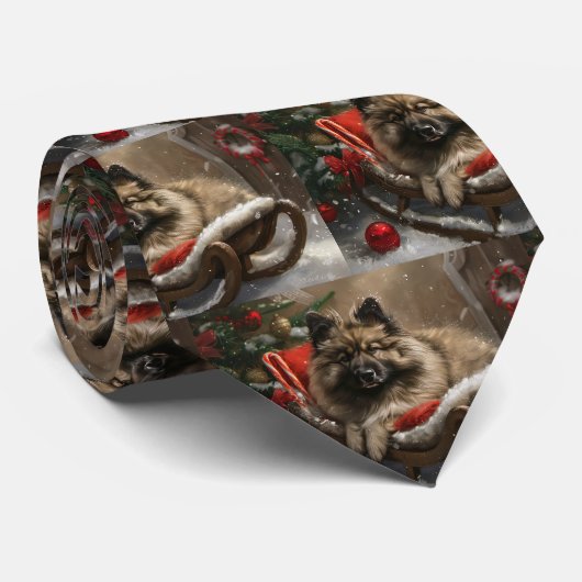 keeshond Hond Kerst Feestelijk Stropdas (Opgerold)