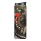 keeshond hond Kerst Feestelijk  Thermosbeker (Gedraaid links)
