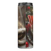 keeshond hond Kerst Feestelijk  Thermosbeker (Achterkant)