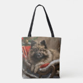 keeshond Hond Kerst Feestelijk Tote Bag (Achterkant)