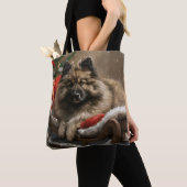 keeshond Hond Kerst Feestelijk Tote Bag (Dichtbij)