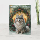 Keeshond Hond Kerst Wenskaart Kaart (Voorkant)
