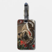 Keeshond Hond Kerstfeest Bagagelabel (Achterkant verticaal)