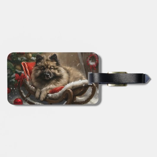 Keeshond Hond Kerstfeest Bagagelabel (Achterkant horizontaal)