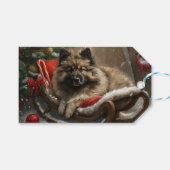 Keeshond Hond Kerstfeest Cadeaulabel (Voorkant (Horizontaal))