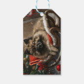 Keeshond Hond Kerstfeest Cadeaulabel (Achterkant)