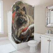 Keeshond Hond Kerstfeest Douchegordijn (In situ)