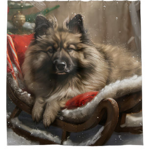 Keeshond Hond Kerstfeest Douchegordijn