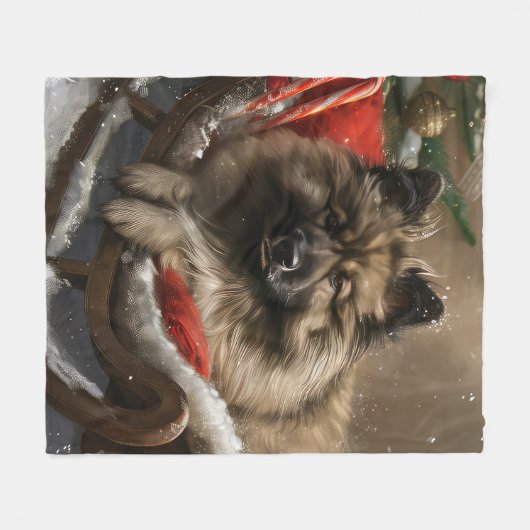 Keeshond Hond Kerstfeest Fleece Deken (Voorkant (Horizontaal))