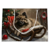 Keeshond Hond Kerstfeest Groot Cadeauzakje (Voorkant)