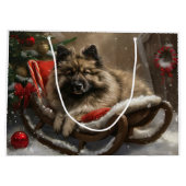 Keeshond Hond Kerstfeest Groot Cadeauzakje (Achterkant)