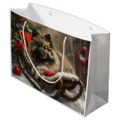 Keeshond Hond Kerstfeest Groot Cadeauzakje (Achterkant Gekanteld)