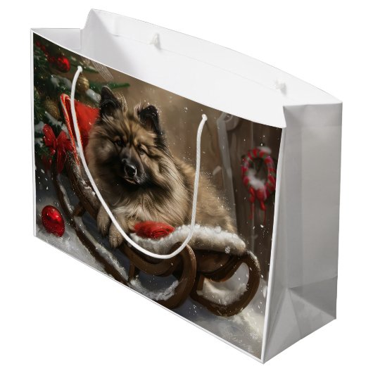 Keeshond Hond Kerstfeest Groot Cadeauzakje (Achterkant Gekanteld)