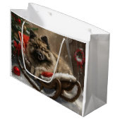 Keeshond Hond Kerstfeest Groot Cadeauzakje (Voorkant Gekanteld)