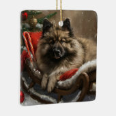 Keeshond Hond Kerstfeest Keramisch Ornament (Rechts)