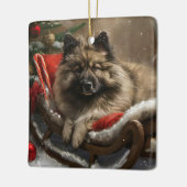 Keeshond Hond Kerstfeest Keramisch Ornament (Links)