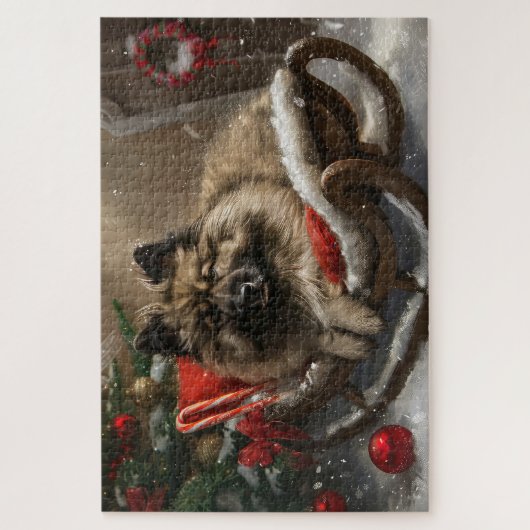 Keeshond Hond Kerstfeest Legpuzzel (Verticaal)