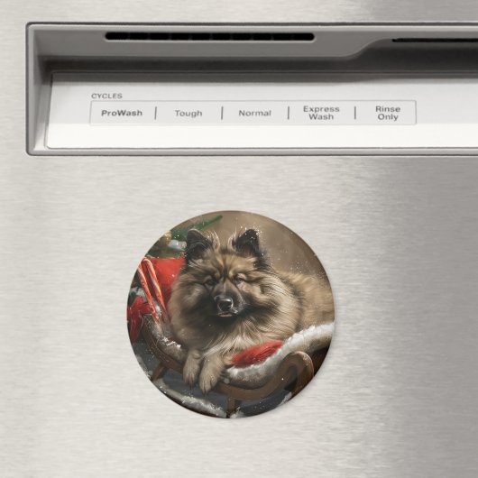 Keeshond Hond Kerstfeest Magneet (Insitu (Vaatwasser))