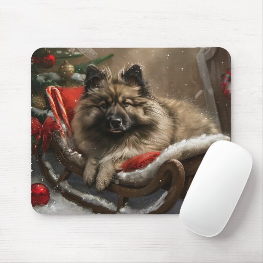Keeshond Hond Kerstfeest Muismat (Met muis)