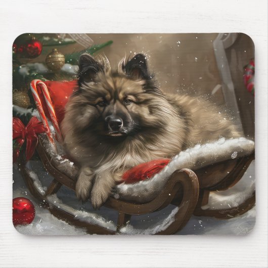 Keeshond Hond Kerstfeest Muismat (Voorkant)