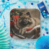 Keeshond Hond Kerstfeest Papieren Bordje (Feest)