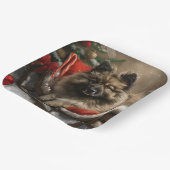 Keeshond Hond Kerstfeest Papieren Bordje (Gebogen)