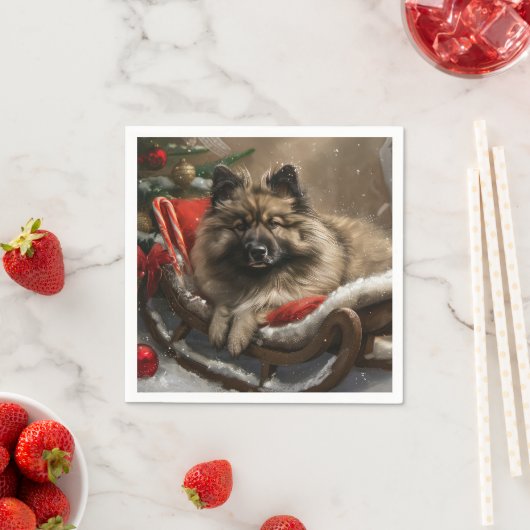 Keeshond Hond Kerstfeest Servet (Insitu)