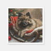 Keeshond Hond Kerstfeest Servet (Voorkant)