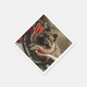 Keeshond Hond Kerstfeest Servet (Hoek)