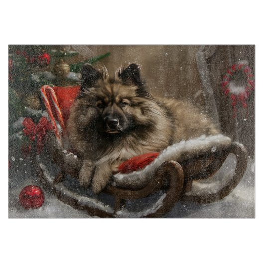 Keeshond Hond Kerstfeest Snijplank (Voorkant)