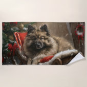 Keeshond Hond Kerstfeest Strandlaken (Voorkant)