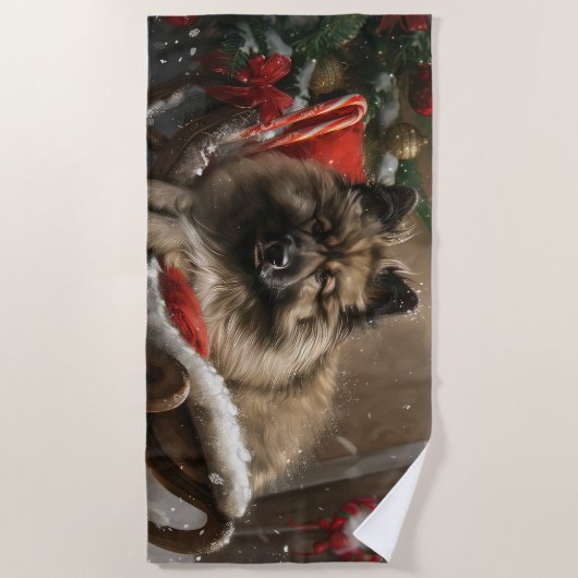 Keeshond Hond Kerstfeest Strandlaken (Voorkant)