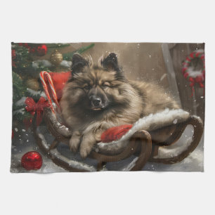 Keeshond Hond Kerstfeest Theedoek