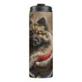 Keeshond Hond Kerstfeest Thermosbeker (Voorkant)