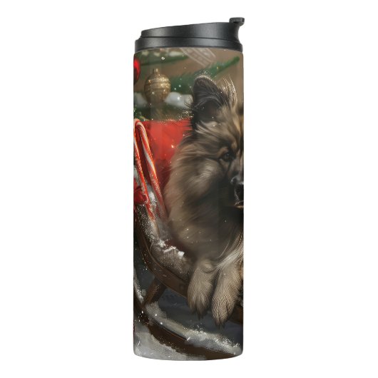 Keeshond Hond Kerstfeest Thermosbeker (Gedraaid links)
