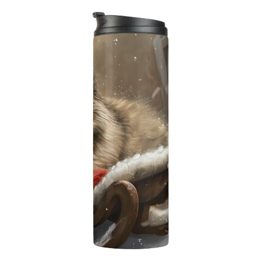 Keeshond Hond Kerstfeest Thermosbeker (Geroteerd rechts)