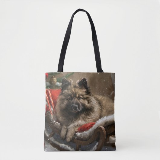 Keeshond Hond Kerstfeest Tote Bag (Voorkant)