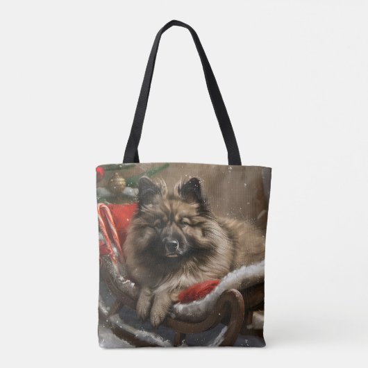 Keeshond Hond Kerstfeest Tote Bag (Achterkant)