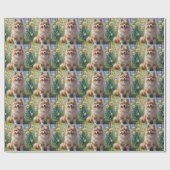 Keeshond Hond Lente Bloemen Schilderen Cadeaupapier (Vlak)