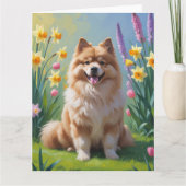 Keeshond hond lente bloemen schilderij  kaart (Voorkant)