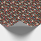 Keeshond Hond met kerstcadeaus open haard Cadeaupapier (Hoek)