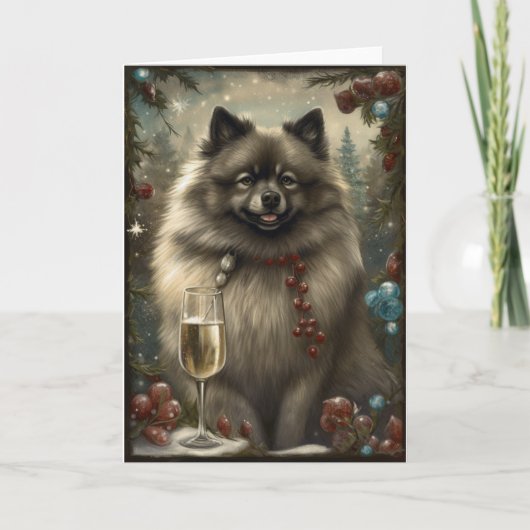 Keeshond Hond Nieuwjaar Kaart (Voorkant)